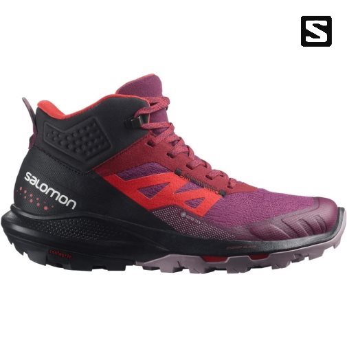 Fuchsia / Red / Black Salomon Outpulse Mid GTX Women's Hiking Boots | PH 19470P